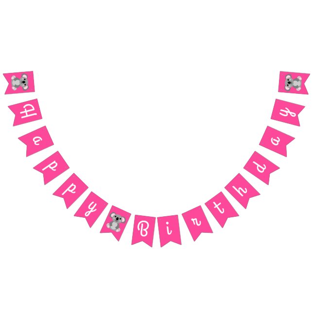 Koala Bear Cute Kid Födelsedagsfest Vimplar (Alla)