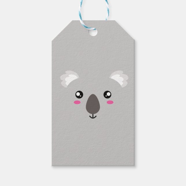 Koala Bear Cute Tecknad Ansikte Gift Märkres Presentetikett (Framsidan)