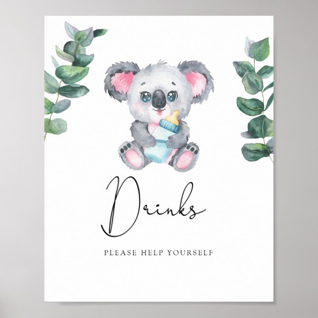 Koala Bear Drinks hjälper dig själv Poster (Framsidan)