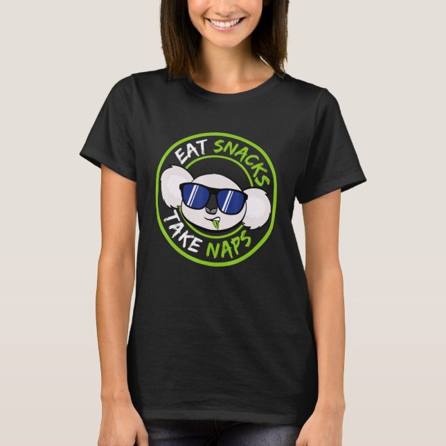 Koala Bear Eat Snacks tar Naps Animal T Shirt (Framsida)