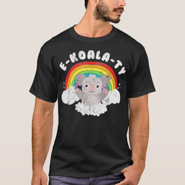 Koala Bear EKoalaTY Rainbow Pun LGBTQ tshirt T Shirt (Framsida)