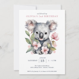 Koala Bear FIrst Birthday Inbjudningar