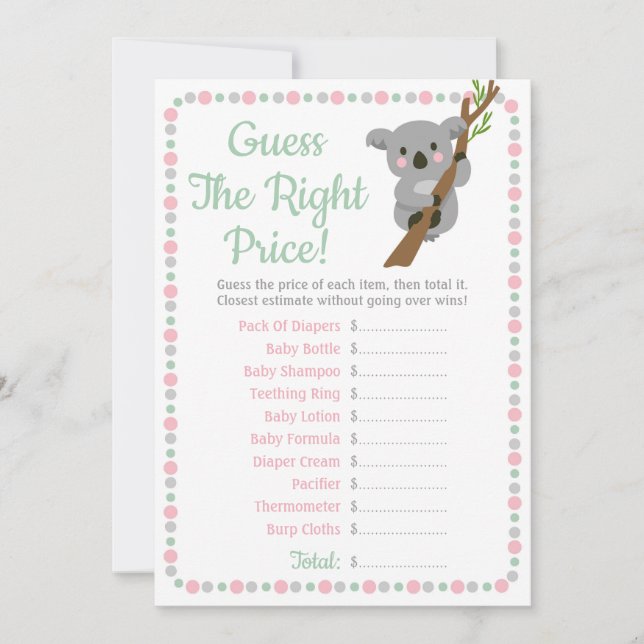Koala Bear gissar Höger Pris Baby Game Rosa (Framsida)