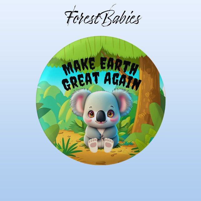 Koala Bear, gör jorden Underbar igen, miljö Knapp (Koala Bear 🐨 ForestBabies Button)