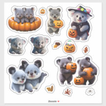 Koala Bear Halloween Stickers Cute Lots of Design