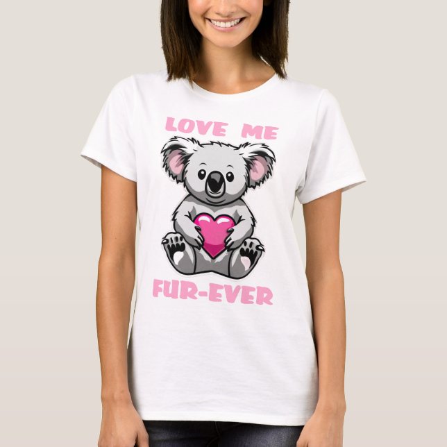 Koala Bear Hugger Rosa Heart Valentines Day Gift T Shirt (Framsida)