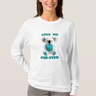 Koala Bear Hugger Teal Heart Valentines Dag Gift T Shirt