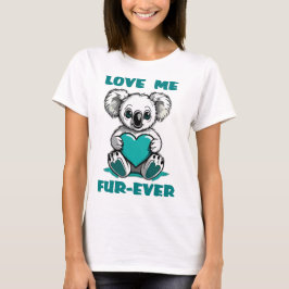 Koala Bear Hugger Teal Heart Valentines Dag Gift T Shirt