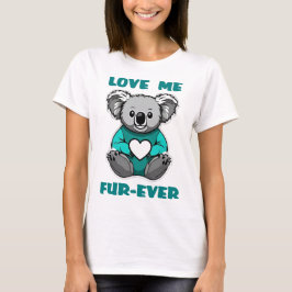 Koala Bear Hugger Teal Heart Valentines Dag Gift T Shirt