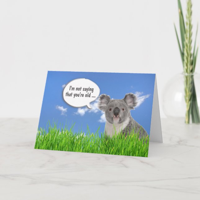 Koala Bear i grass Humous Birthday Kort (Framsida)