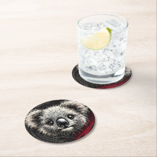 Koala Bear Illustration på texturerad bakgrund Underlägg Papper Rund