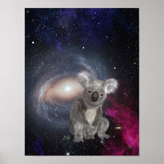 Koala Bear in Space Roligt Surreal Poster