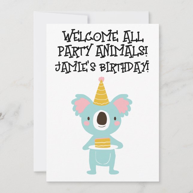 KOALA BEAR INBJUDNINGAR I BARNS FÖDELSEDAG CUTE (Framsida)