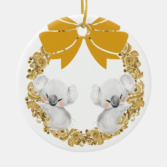 Koala Bear-jul Ornament & Faux Guld Wandan (Framsidan)