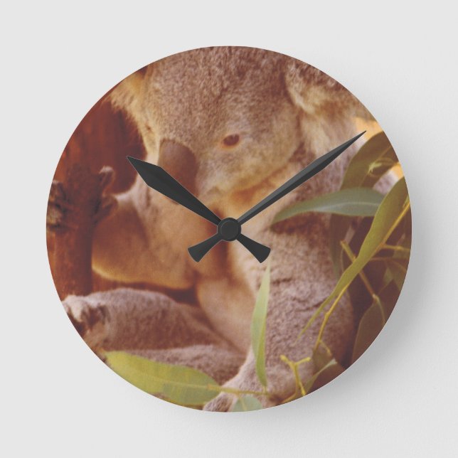 Koala Bear Kärlek Rund Klocka (Framsida)