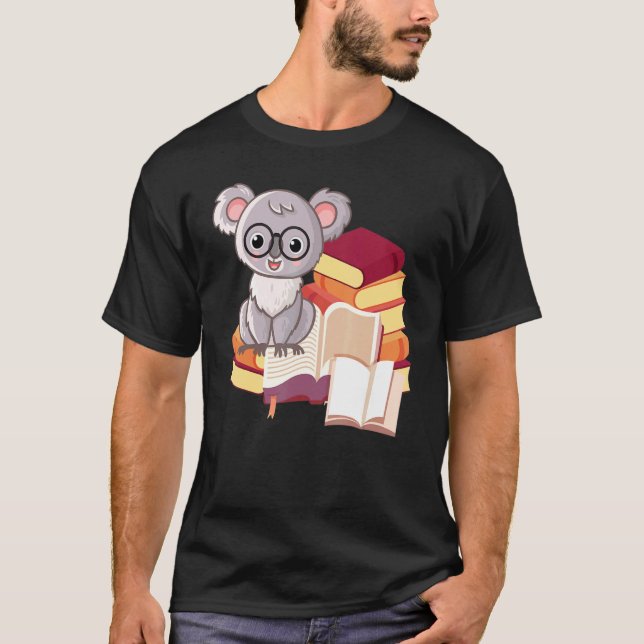Koala Bear Librarian Reading Bokar Koala T Shirt (Framsida)