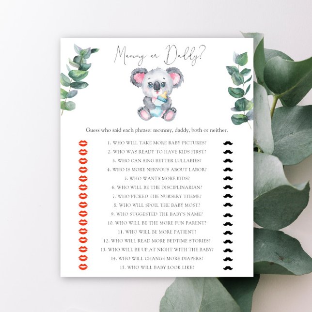 Koala Bear Mamma eller babyduschspel (Skapare uppladdad)