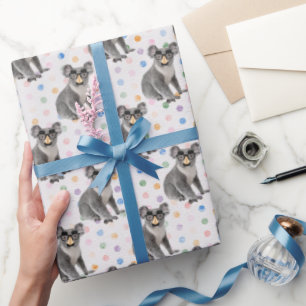 Koala Bear med Groucho Glass på Polka dots Presentpapper