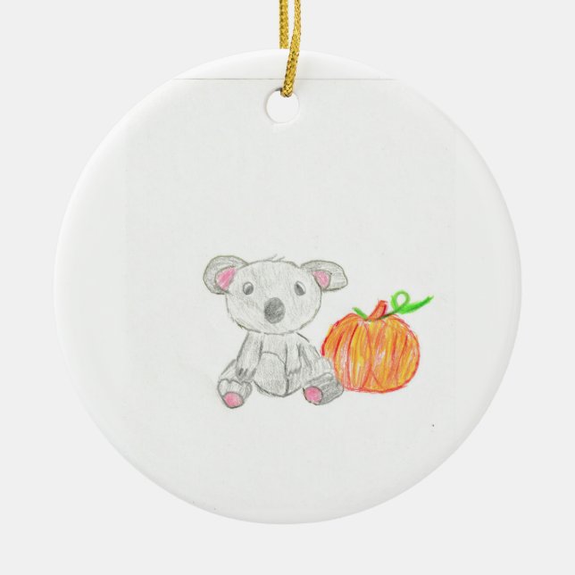 Koala Bear med Pumpkin Julgransprydnad Keramik (Framsidan)