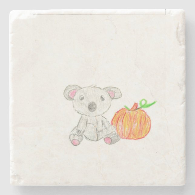 Koala Bear med Pumpkin Stenunderlägg (Framsidan)