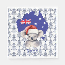 Koala Bear på Australien Flagga och Julgran