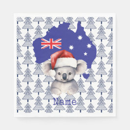 Koala Bear på Australien Flagga och Julgran Pappersservett