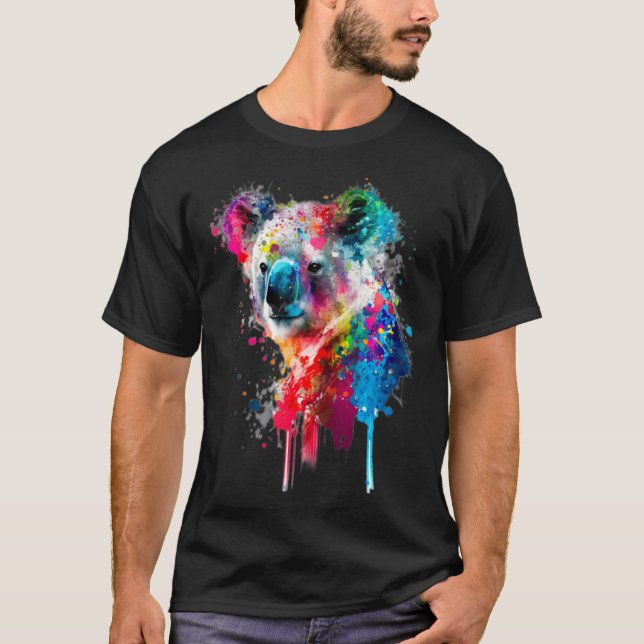 Koala Bear Paint Splatter Australian Animal  Koala T Shirt (Framsida)