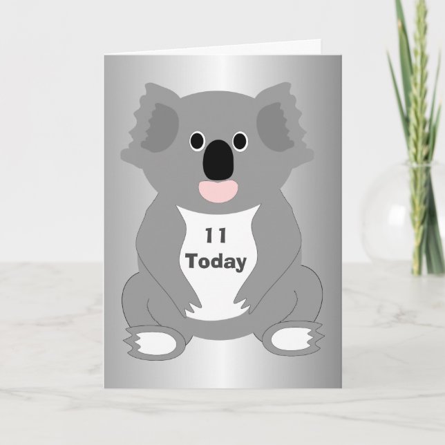 Koala Bear Personlig 11:e födelsedagen Kort (Framsida)