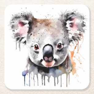 Koala Bear Porträtt Underlägg Papper Kvadrat