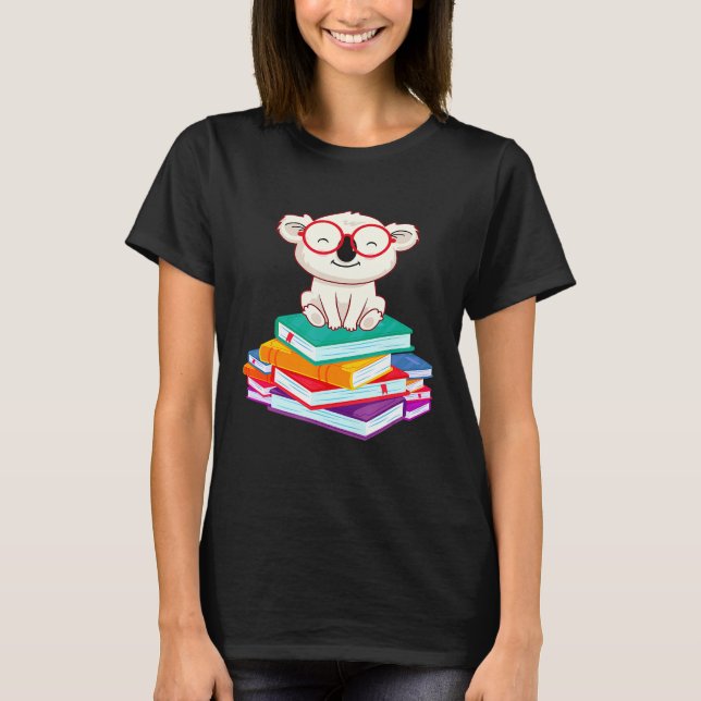Koala Bear Reading Books Bookworm  Koala T Shirt (Framsida)