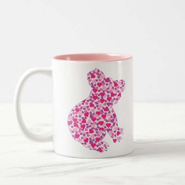 Koala-Bear-Rosa-Hearts Två-Tonad Mugg (Vänster)
