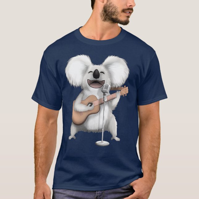 Koala Bear Singing Guitar Player Musician Music T Shirt (Framsida)