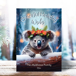 Koala Bear Snowy Winter Forest Cheerful jul Julkort