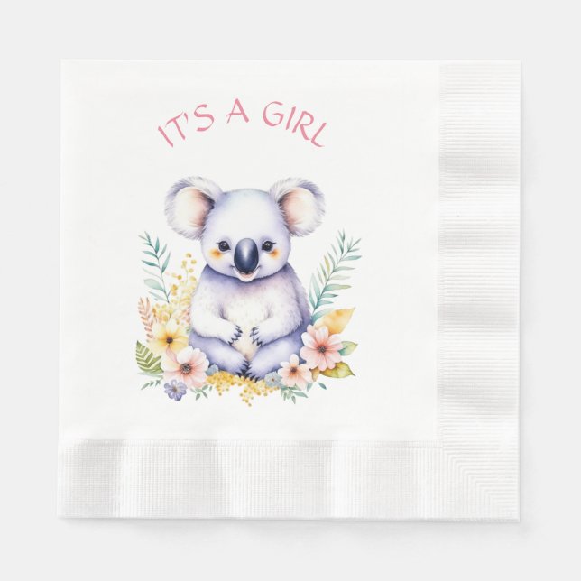 Koala Bear Thame Time for Cake Baby Shower Pappersservett (Framsidan)