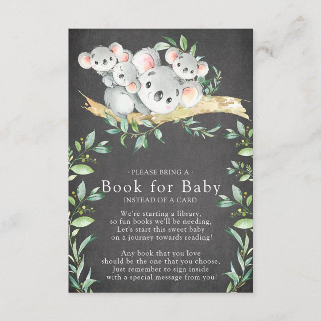 Koala Bear Triplets Baby Shower Bok för Baby Card Tilläggskort (Framsida)