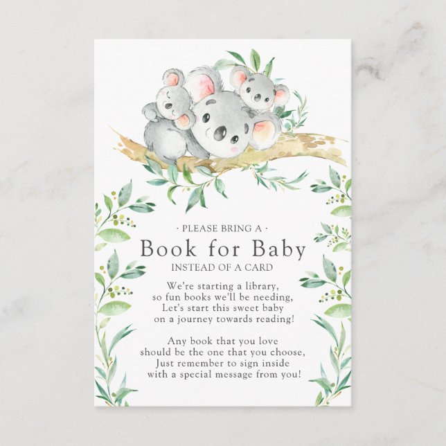 Koala Bear Twillingars Baby Shower Bok för Baby Ca Tilläggskort (Framsida)