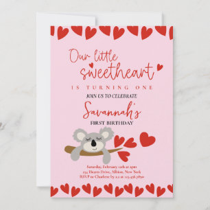 Koala Bear Valentine Day, raring Birthday Inbjudningar
