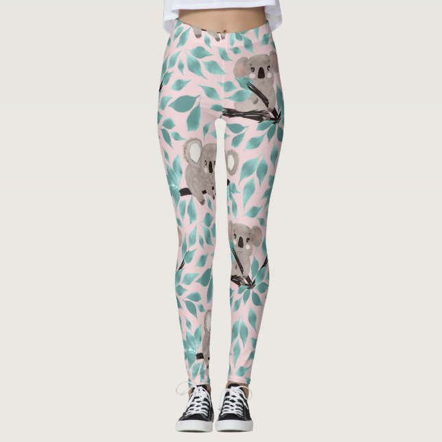 Koala Bear Vatten Färg Leggings (Framsida)
