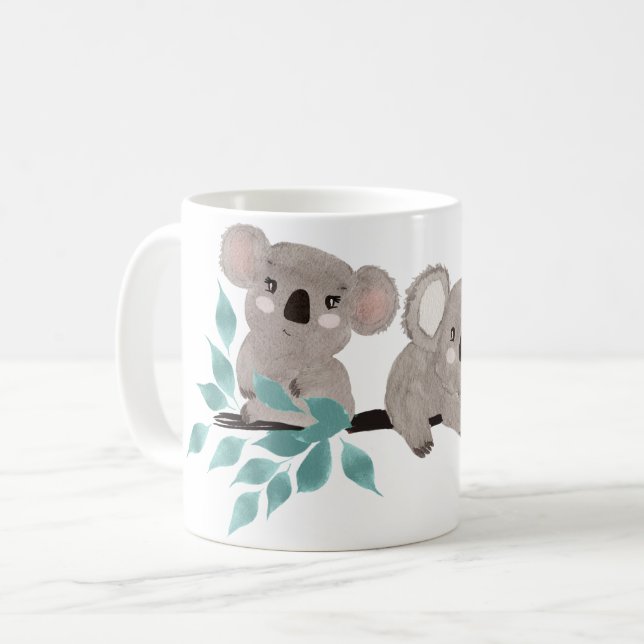 Koala Bear Vatten Färg, målade Art Mugg (Framsida vänster)