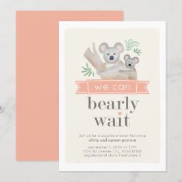 Koala Bear Vi kan barly Wait Par Baby Shower Inbjudningar
