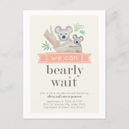 Koala Bear Vi kan barly Wait Par Baby Shower Vykort