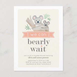 Koala Bear Vi kan barly Wait Par Baby Shower Vykort