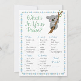 Koala Bear What's in your Purse Shower Game Blue
