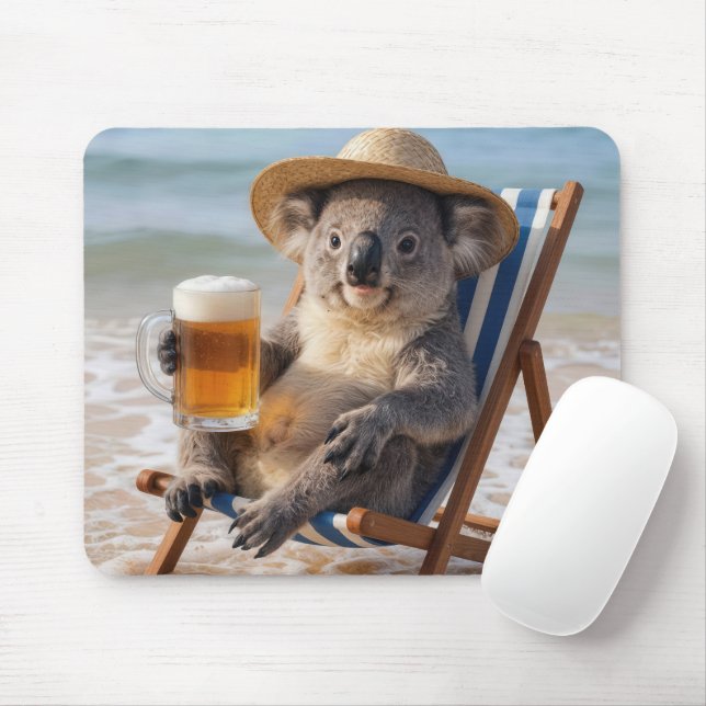 Koala Bear With a Beer on the Beach Musmatta (Med mus)