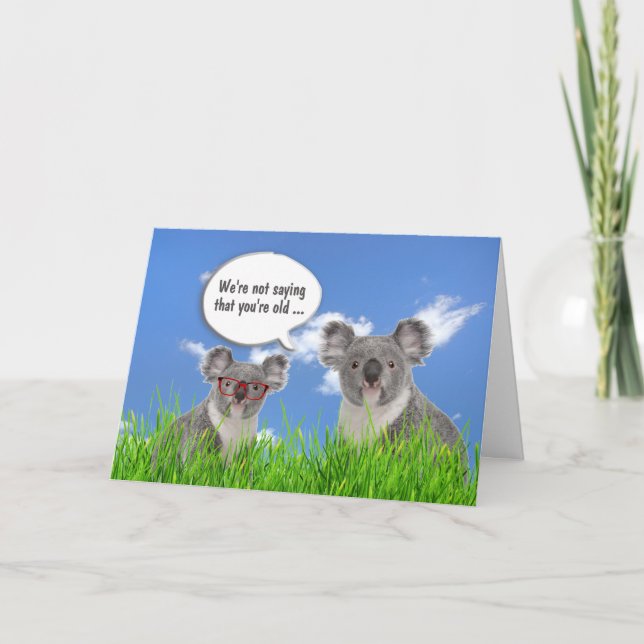 Koala Bears i grass Humous Birthday Kort (Framsida)
