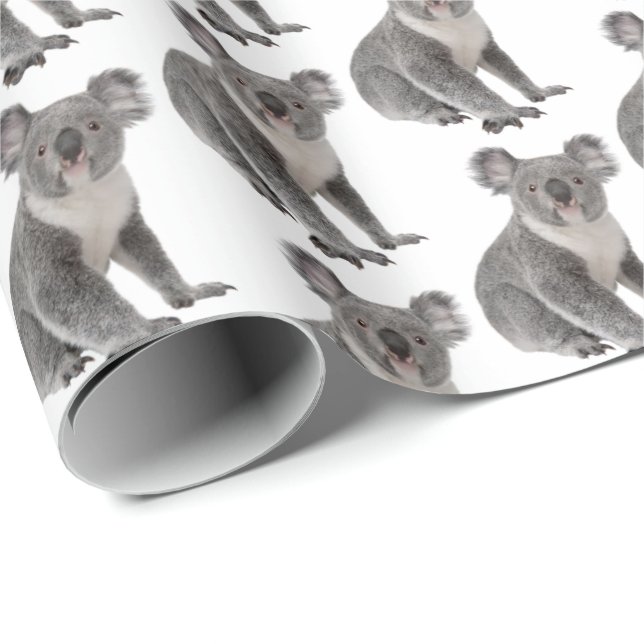 Koala Bears on White Presentpapper (Rullad Hörn)