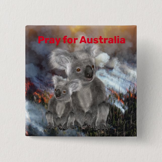 Koala Bears Pray för Australien Knapp (Framsida)