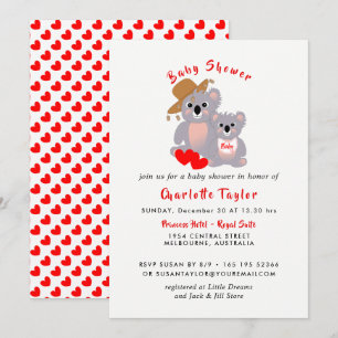 Koala Bears Toppen Cute Baby Shower Inbjudan