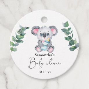 Koala Bebis Babyshower Gåvor Etiketter