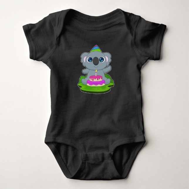 Koala Birthday Cake T Shirt (Framsida)